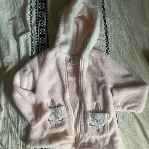 Little Lass size 5 Pink Faux Fur Unicorn Hoodie